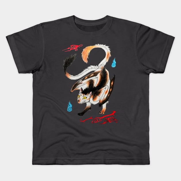 Nekomata Dragon Yokai Kids T-Shirt by Lycoris ArtSpark